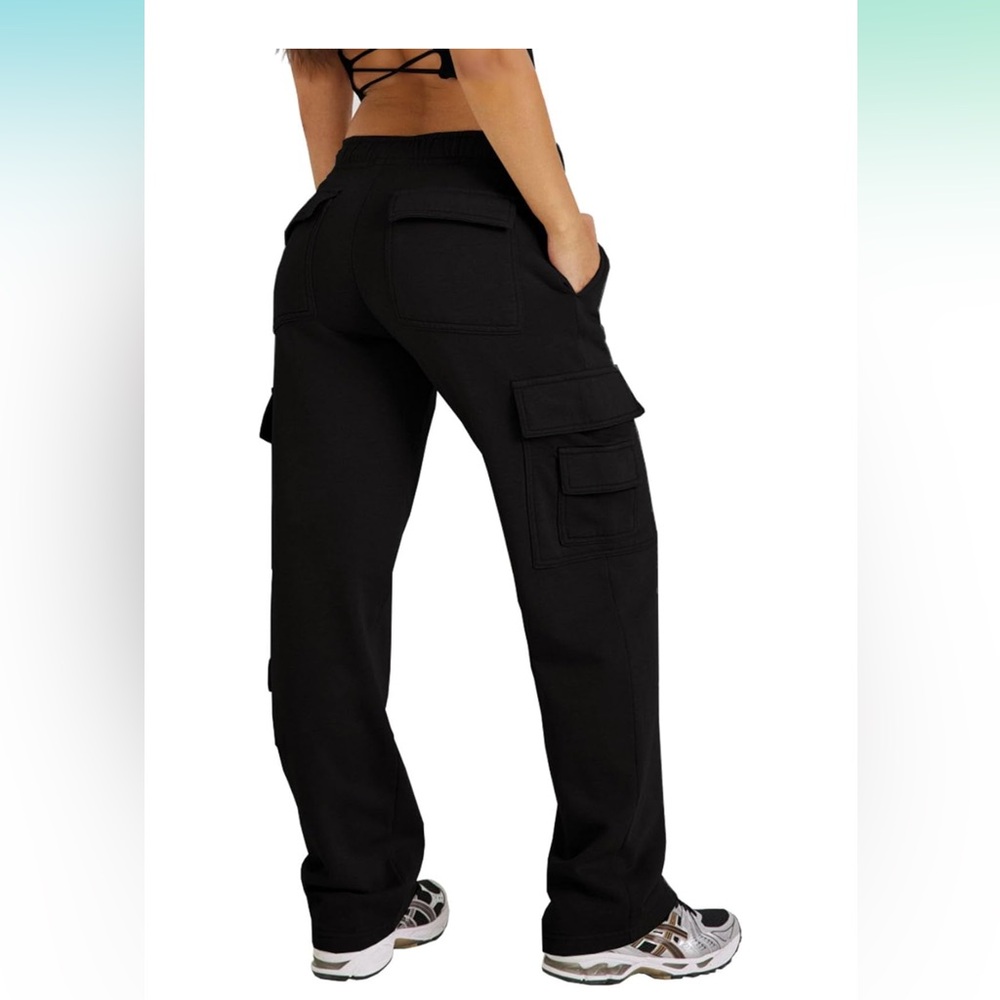 Women's Wide leg sweatpants Black fleece